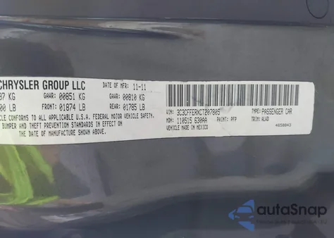 2012 Fiat 500C Lounge из США, поврежденный, VIN 3C3CFFERXCT207805